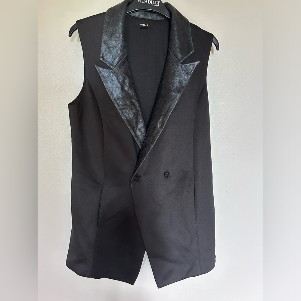 RUDSAK Black Vest with Shiny Lapel